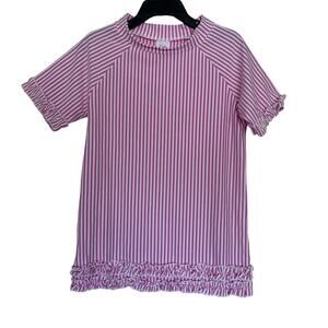 Seersucker Short Sleeve Ruffle Rash Guard Set